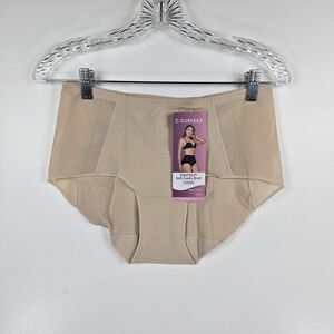 Curveez CUR4002 Size L Soft Comfy Brief Sculpt Control Smoothing Panty Beige NWT